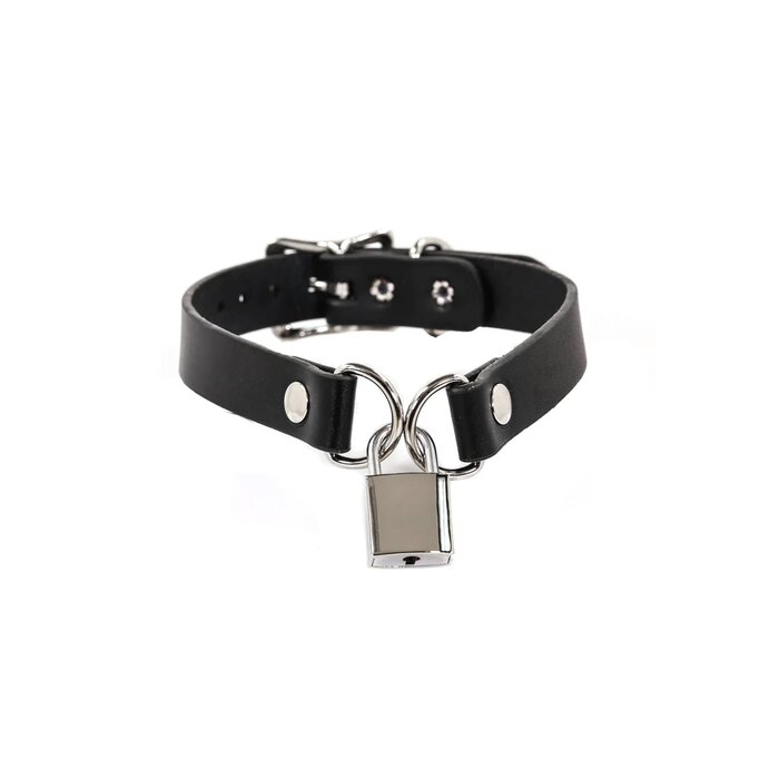 Padlock Fronted Leather Collar