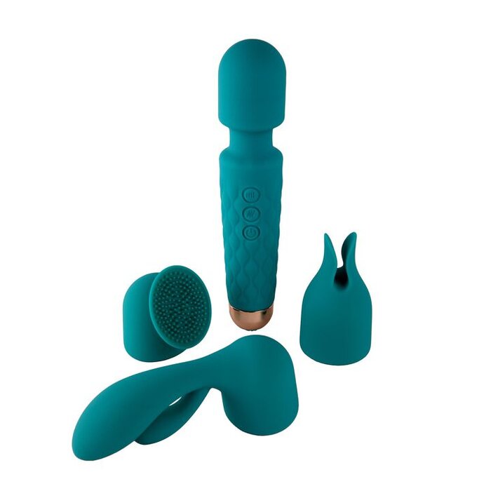 Ann Summers Vibrating Massage Wand, 4 Head Set, Silicone, Turquoise