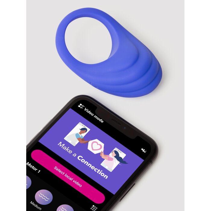Connect App Controlled Vibrating Couples Ring - Purple