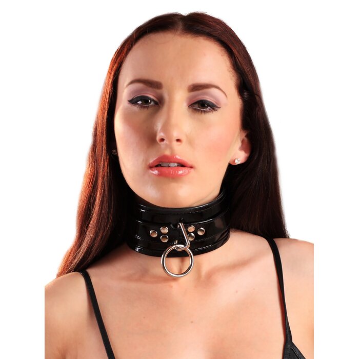 Patent Leather Double Strap Collar with D-Ring & O-Ring
