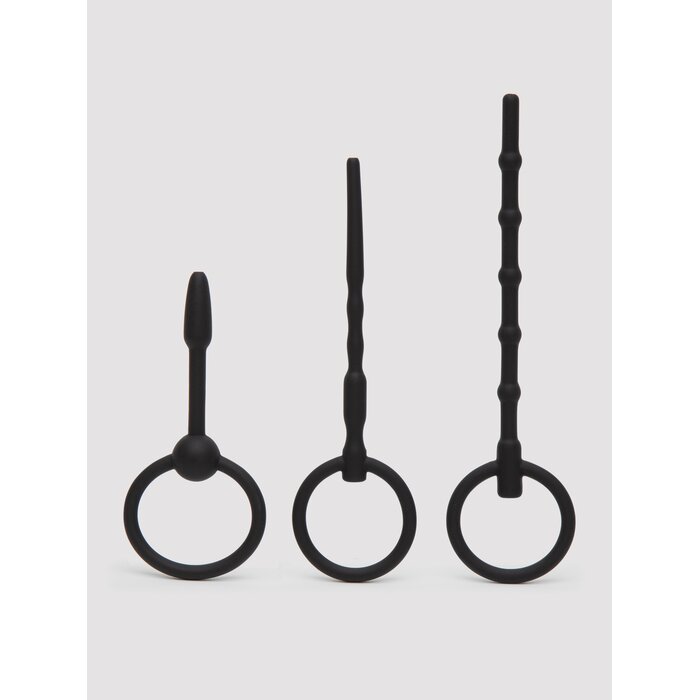 Ouch! Beginner's Silicone Hollow Urethral Plug Set (3 Piece) - Black