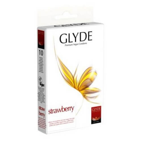 Glyde Ultra Strawberry Flavour Vegan Condoms 10 Pack