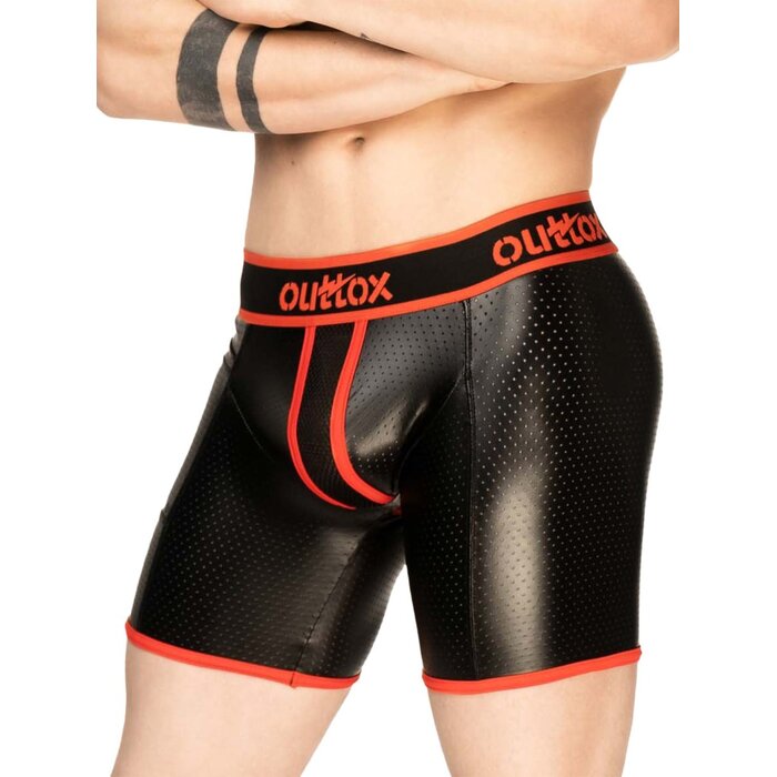 Cycling Shorts with Rear Zip in Black & Red