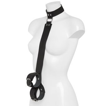 DOMINIX Deluxe Leather Collar and Wrist Restraint Harness