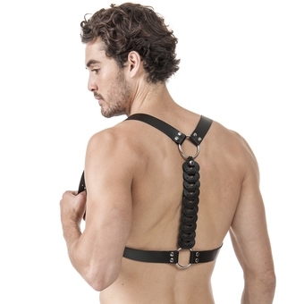 DOMINIX Deluxe Leather Detailed Racer Back Harness