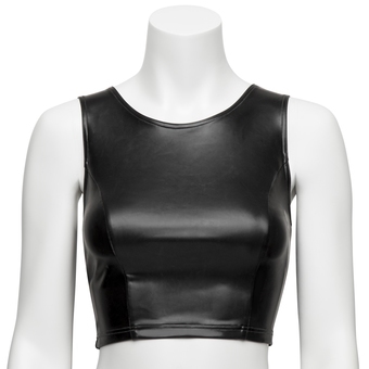 Easy-On Latex Black Cropped Top