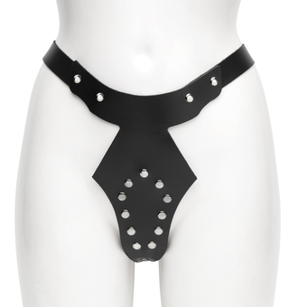 DOMINIX Deluxe Studded Leather Lockable Female Chastity Belt