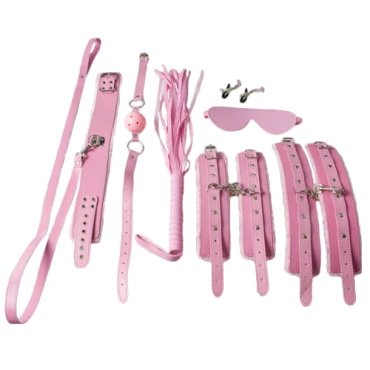 Shaggy Faux Leather Furry 8 Piece Bondage Set