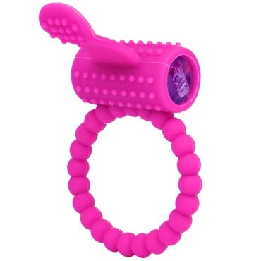 Rub and Tug Purple Silicone Vibrating Cock Ring