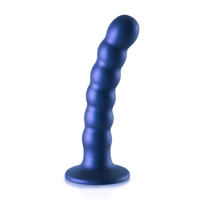 Ouch! Beaded G-Spot Dildo - 5" - Metallic Blue