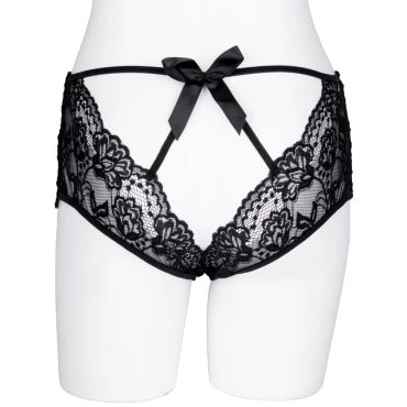 Posh Pout Black Lace Open Back Boyshorts