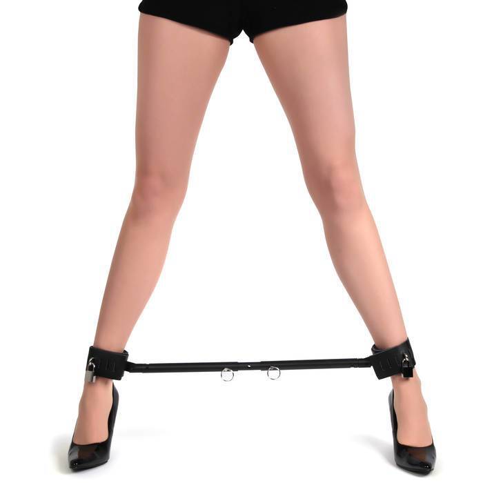 Bondage Boutique Expandable Spreader Bar with Leather Cuffs