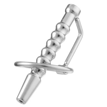 Corker Steel Ribbed Through-Hole Penis Plug - 7cm