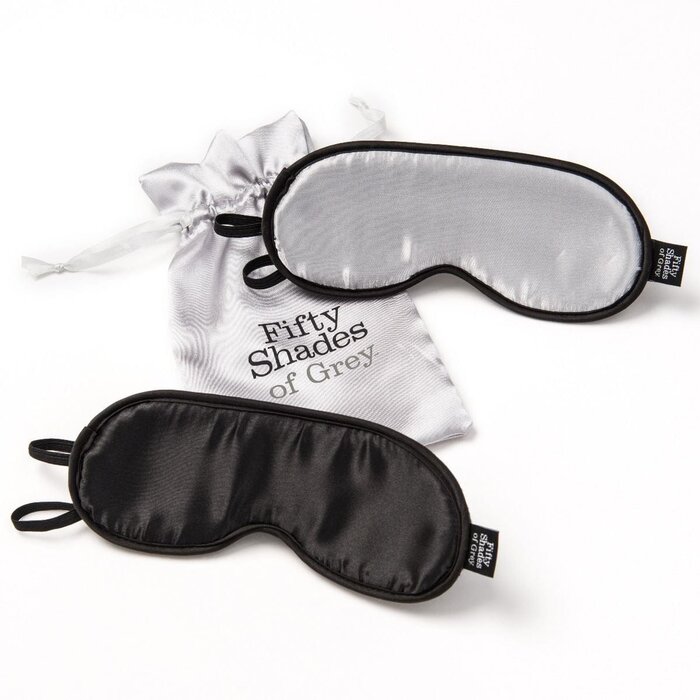 Fifty Shades of Grey No Peeking Twin Blindfold Set – Soft Satin Eye Masks for Couples