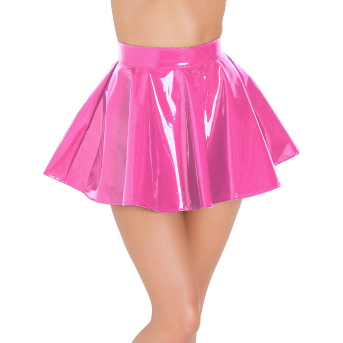 PVC Skater Skirt In Pink