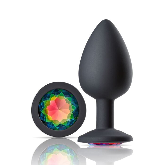 Gems Black Silicone Anal Plug - Large