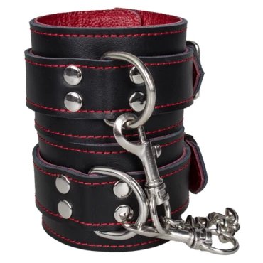 Manacles Of Merit Black & Red Leather Handcuffs