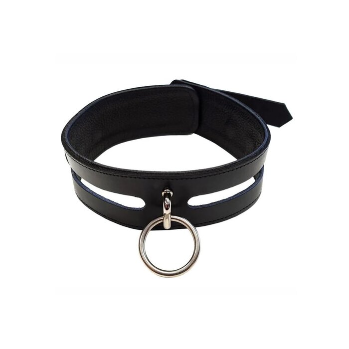 Leather Fashion Collar Black with O-Ring