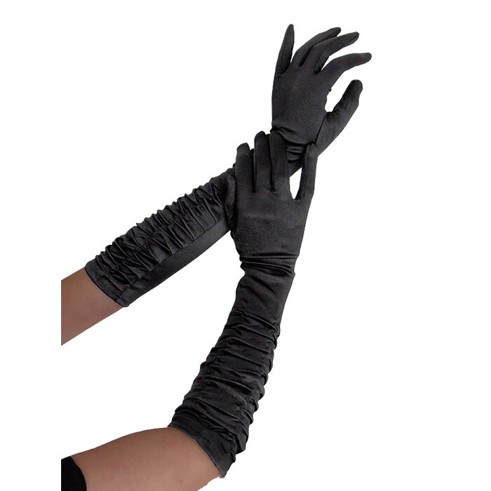 Satin Ruffle Elbow Gloves - One Size