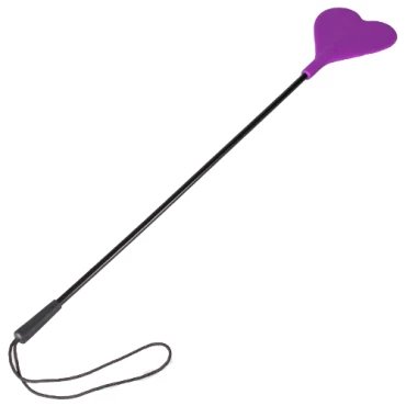 Love Sting Purple Silicone Heart Riding Crop - 19 Inch