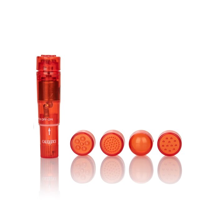 Mini Massager with 4 Attachments - Red