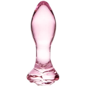 Petal Prism Pink Rose Glass Butt Plug - 5 Inch