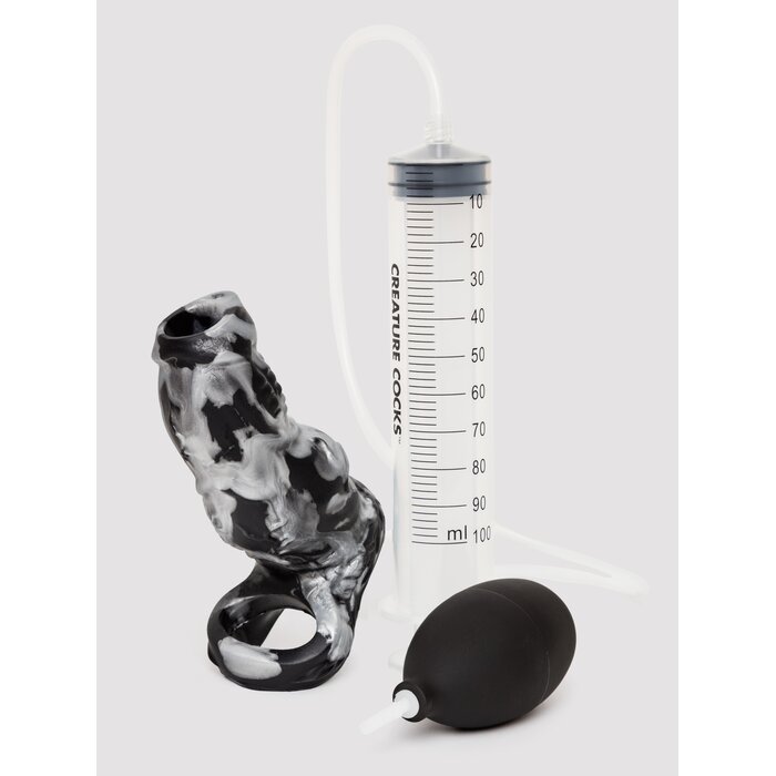 Creature Cocks Night Prowler Squirting Silicone Penis Extender - Black