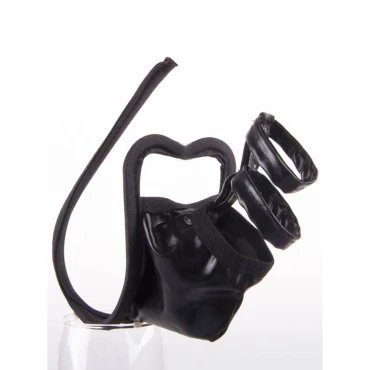Black Wet Look Bondage Male C-String