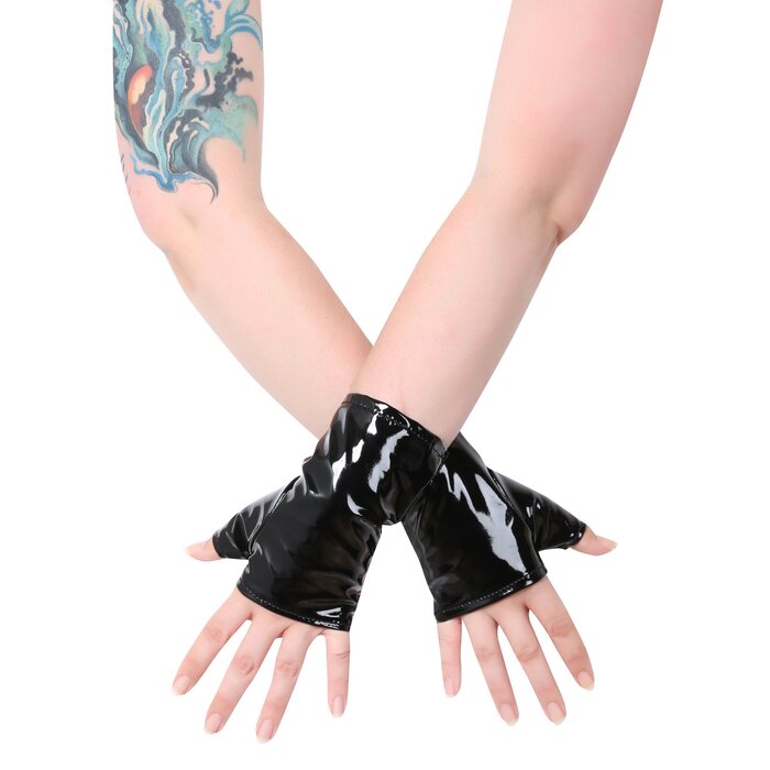 PVC Short Fingerless Gloves
