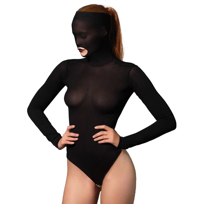 Opaque Masked Lingerie Body with Beaded G-String - One Size