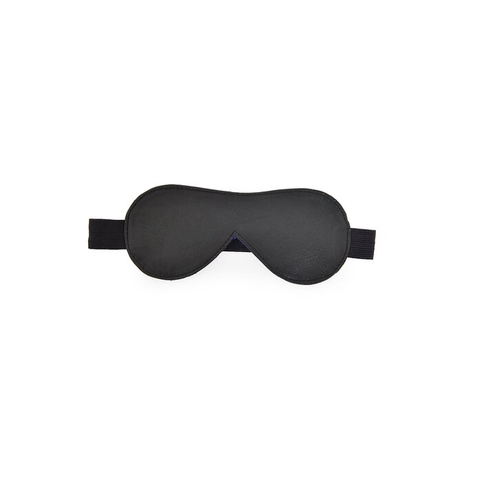 Leather Blindfold With Blue Fur Lining - One Size
