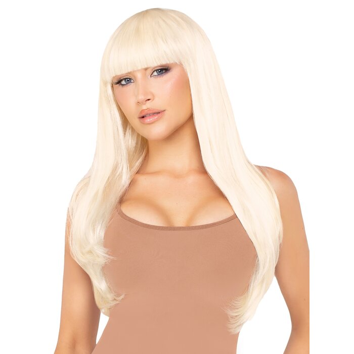 Leg Avenue Blonde Long Straight Wig with Fringe - One size - Blonde