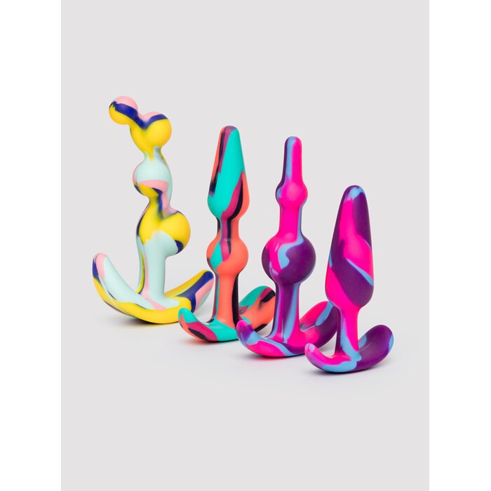 Silicone Multi-Coloured Butt Plug Training Kit (4 Piece) - Various