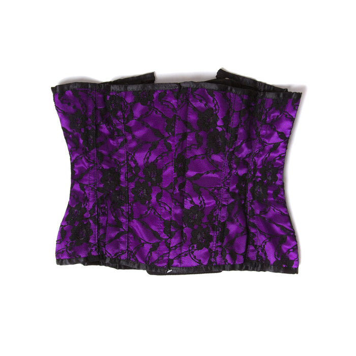 Floral Underbust Corset Purple 24 Inch