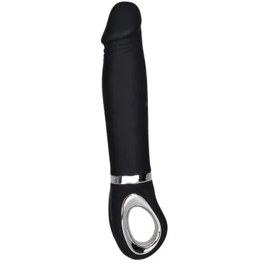 Push Comes To Shove Black Silicone Dildo Vibrator