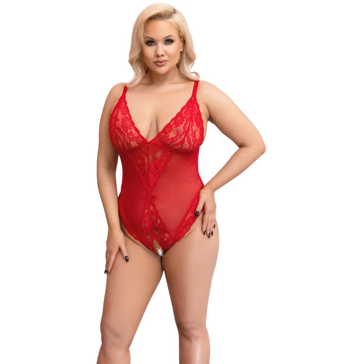 Cottelli Curves Red Body Plus Size - Red - 4XL