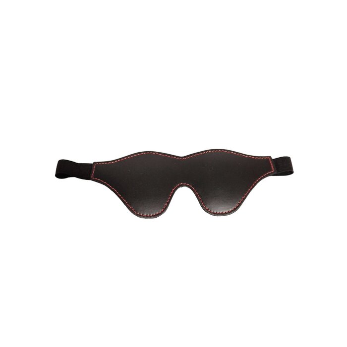 Velvet Lined Leather Blindfold with Burgundy Stitching - One Size