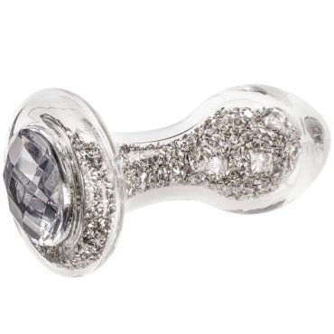Diamante Glitter-Filler Glass Butt Plug - 4 Inch