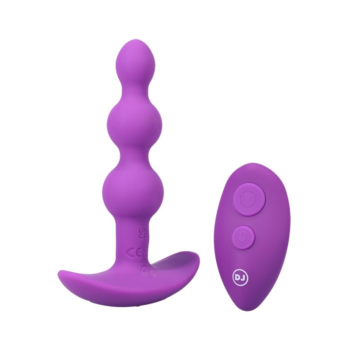 - A-Play - BEADED VIBE - Rechargeable Silicone Anal Plug with Remote - Purple