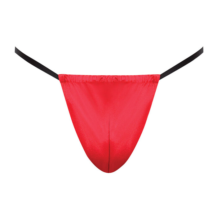 Satin Spandex Posing Strap Red - One Size