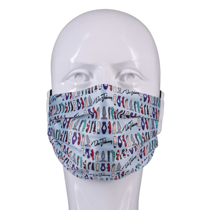 2020-12 DJ Reversible and Adjustable Face Mask - Blue Toy Pattern with Black Ear Loops