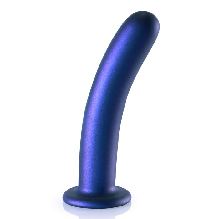 Ouch! Smooth Silicone G-Spot Dildo - 7" - Metallic Blue