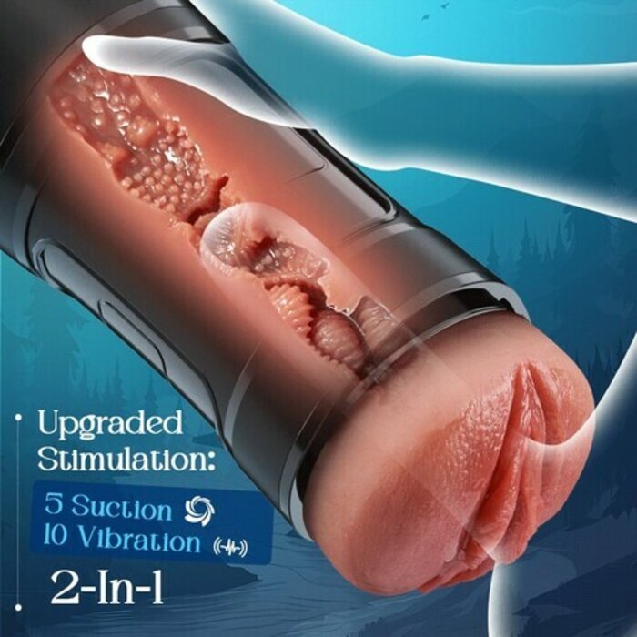 Challenger - 5 Suction 10 Vibration Male Masturbation Multi-Speed Adjustable Realistic TPE Sleeve IPX7 Waterproof Mastu