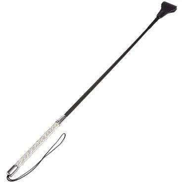 Bedazzled Diamante Faux Leather Riding Crop - 26 Inch