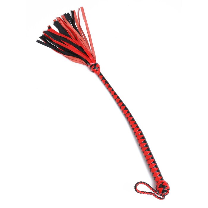 Red & Black Braided Leather Hunter Whip