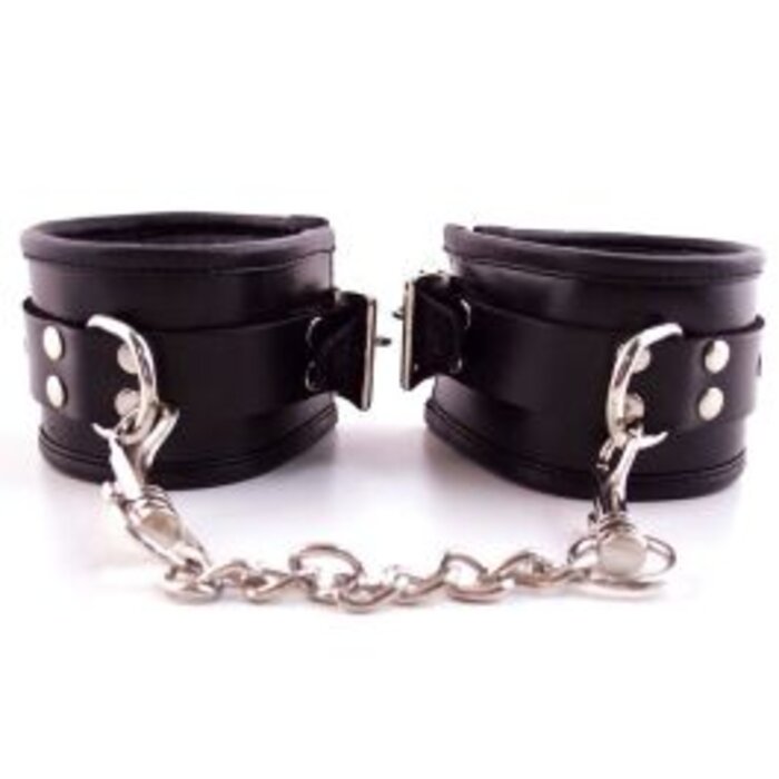 Leather Padded Wrist Cuffs Black