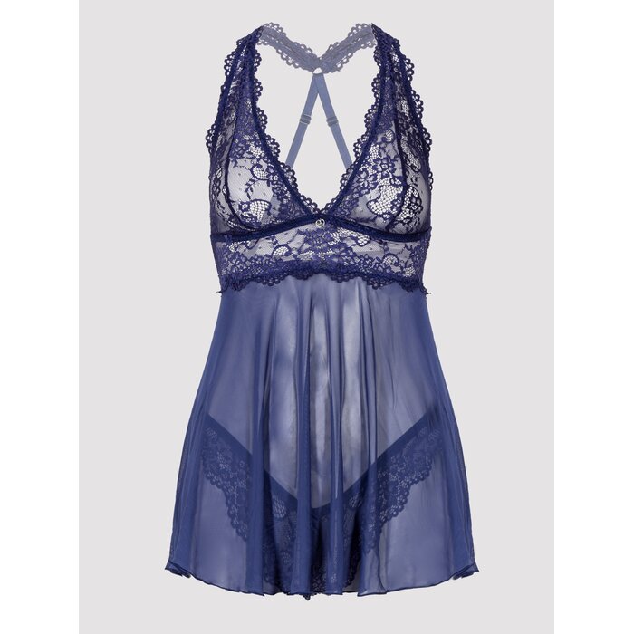 Lovehoney Bombshell Blue Lace Babydoll Set - Medium - Blue