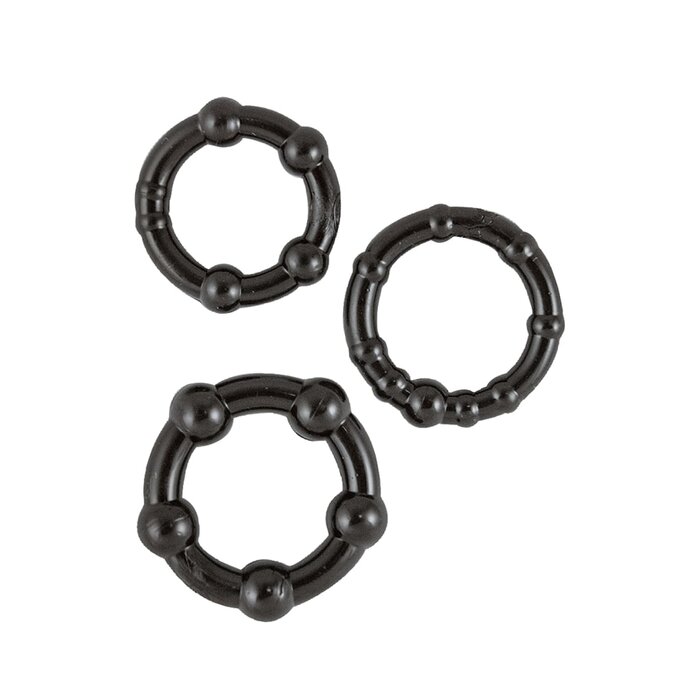 Ram Beaded Cock Rings - Black