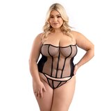 Leatherette Binding Corset and G-string - Queen Size
