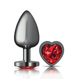 Deep Red Heart Gem Gunmetal Metal Plug - Large
